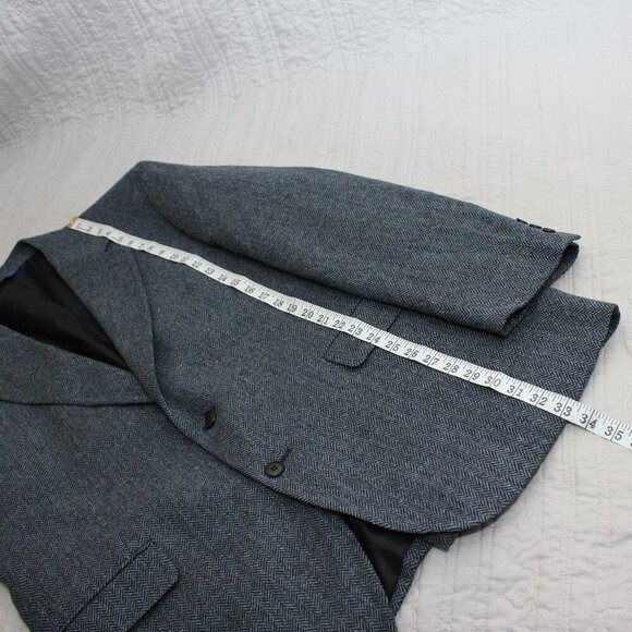 Pendleton Mens Navy Herringbone Wool Sport Coat Jacket Size 44Long - Picture 10 of 12